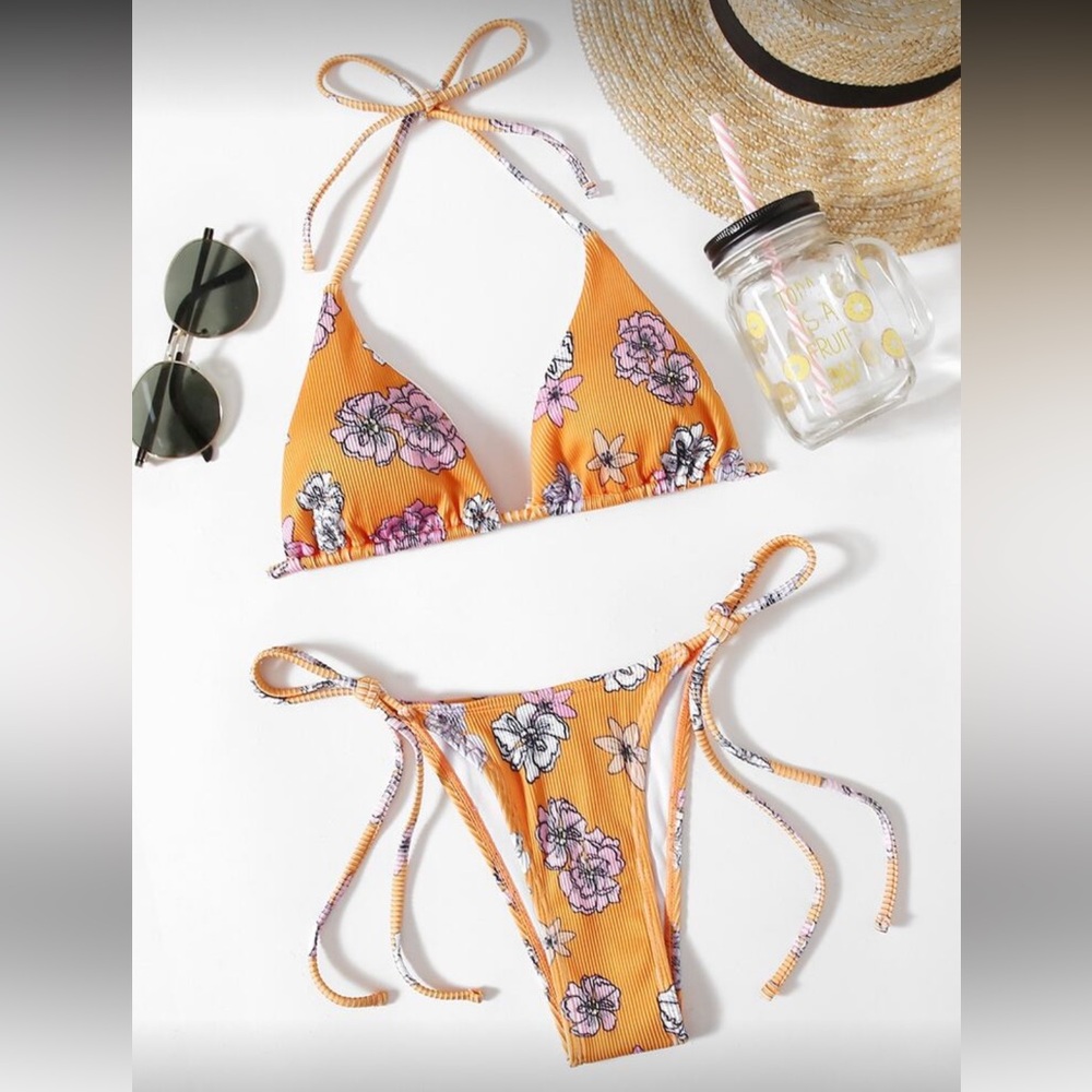 Floral Orange Bikini Set